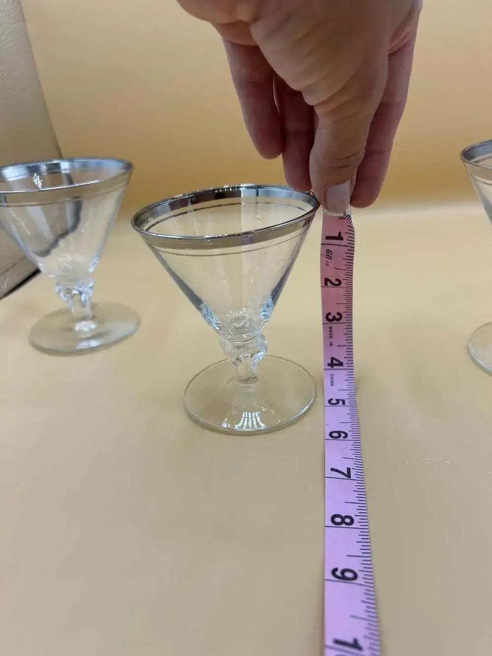 Vintage Libbey Saturn Platinum Trim Cocktail/Aperitif Glasses